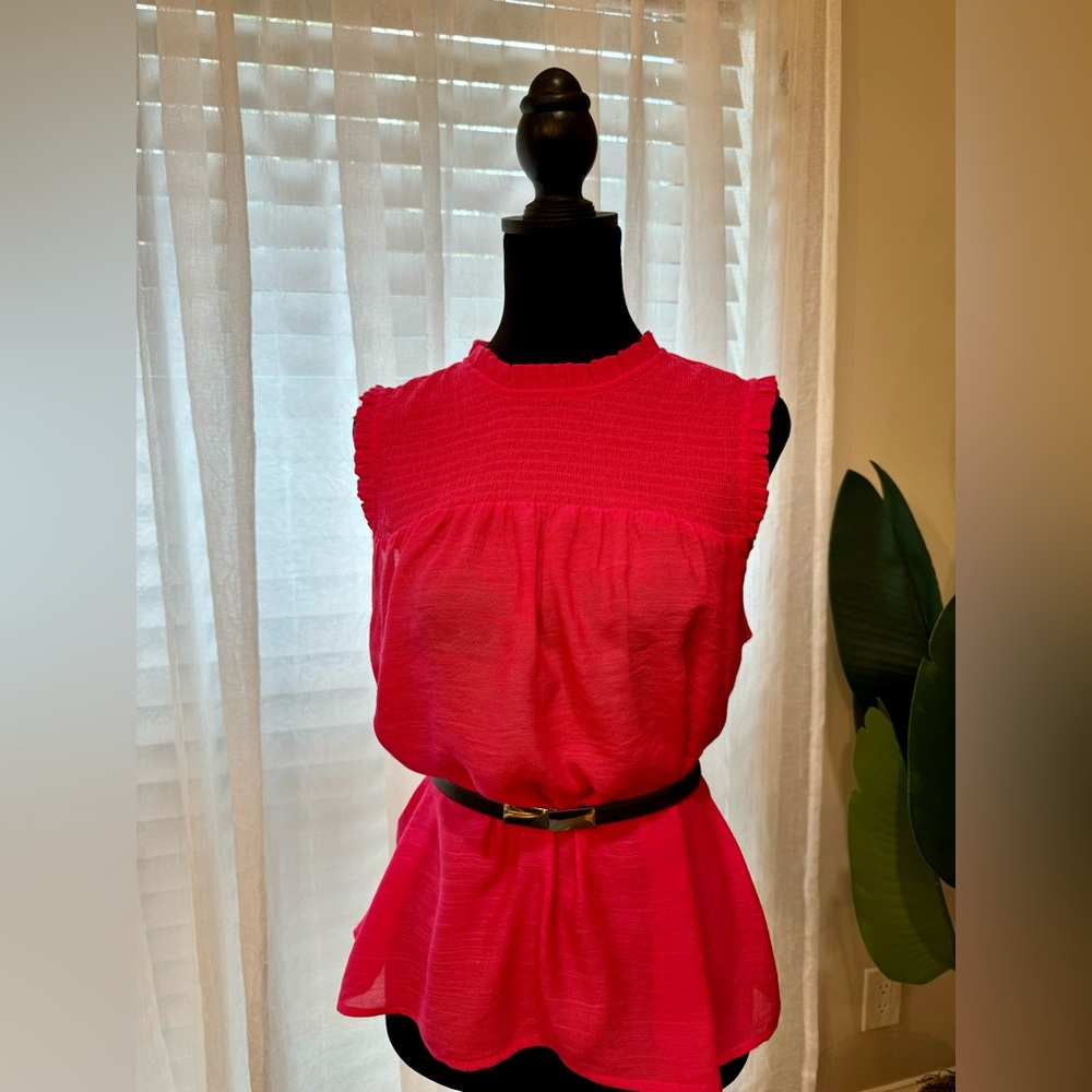 Nanette Lepore Hot Pink Sleeveless Peplum Blouse